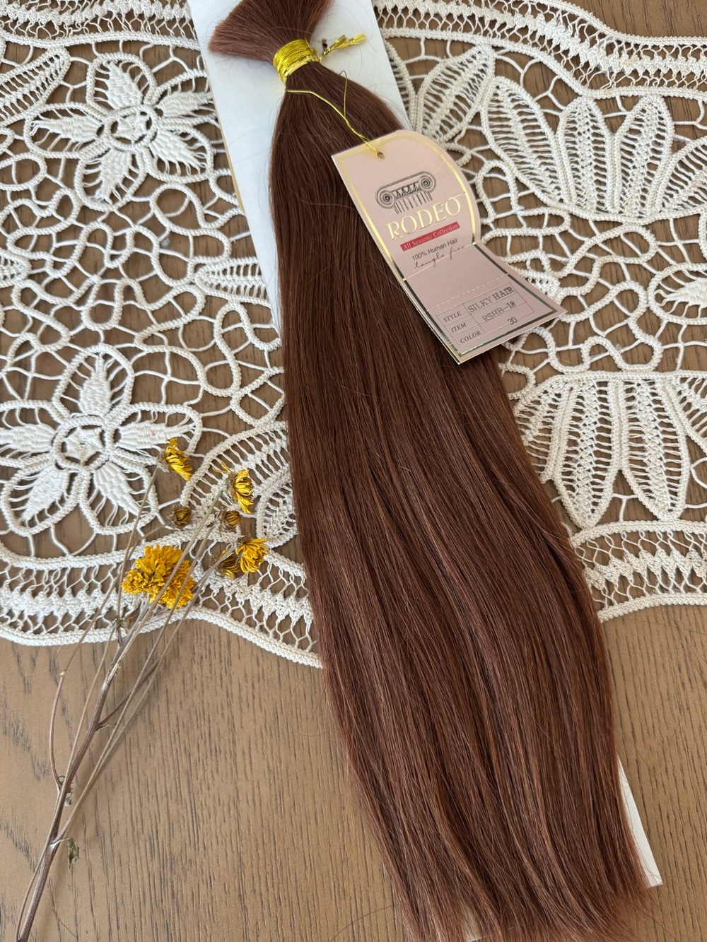 Silky Hair 100% Human Hair Weft Extensions 16"‎ Auburn Brown Straight Weave #30